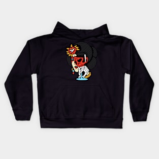 Lady skull and wine Kids Hoodie